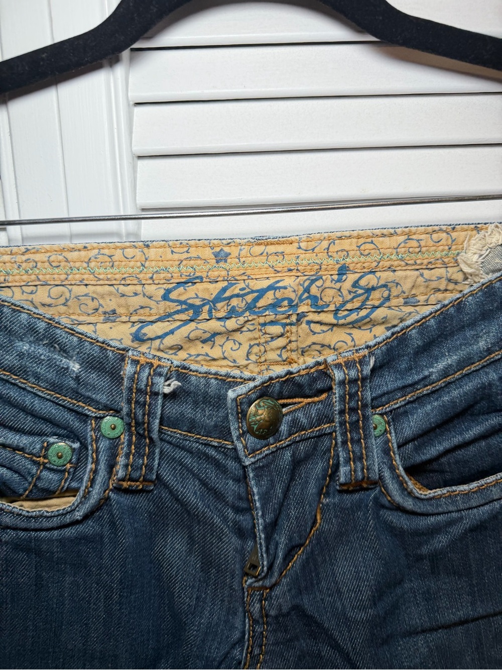 Stitch’s Seminole Women’s Blue Straight Leg Jeans Distressed Y2K Size 24 - Picture 5 of 10